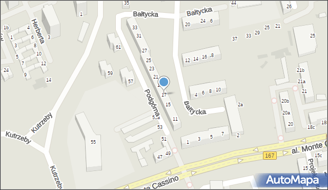 Koszalin, Bałtycka, 17, mapa Koszalina