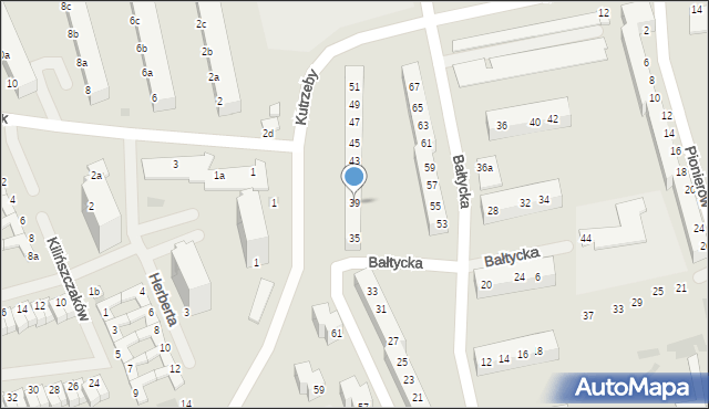 Koszalin, Bałtycka, 39, mapa Koszalina