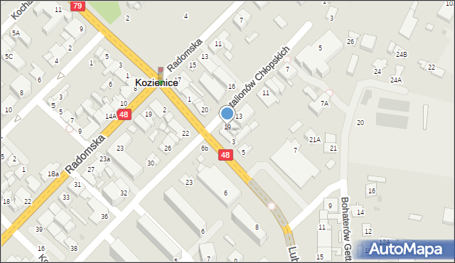 Kozienice, Batalionów Chłopskich, 21, mapa Kozienice