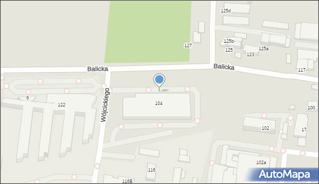 Kraków, Balicka, 104, mapa Krakowa