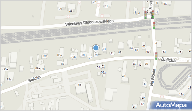 Kraków, Balicka, 75, mapa Krakowa