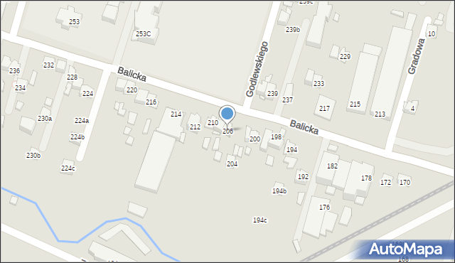 Kraków, Balicka, 206, mapa Krakowa