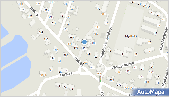 Kraków, Balicka, 301, mapa Krakowa