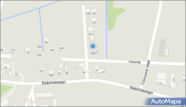 Kraków, Babińskiego Józefa, dr., 42b, mapa Krakowa