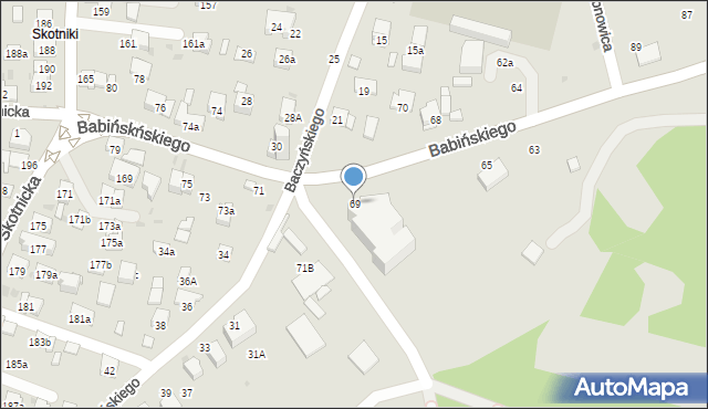 Kraków, Babińskiego Józefa, dr., 69, mapa Krakowa