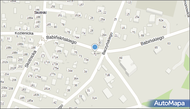 Kraków, Babińskiego Józefa, dr., 71, mapa Krakowa