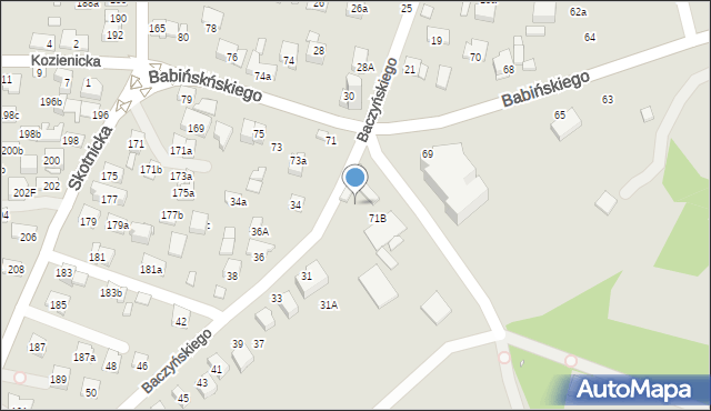 Kraków, Babińskiego Józefa, dr., 71a, mapa Krakowa