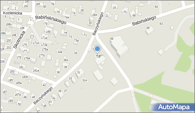Kraków, Babińskiego Józefa, dr., 71B, mapa Krakowa