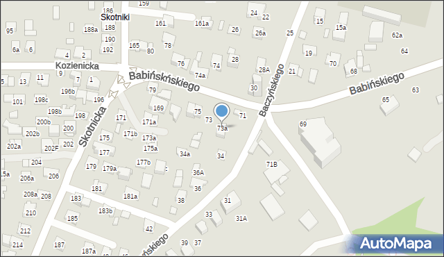 Kraków, Babińskiego Józefa, dr., 73a, mapa Krakowa