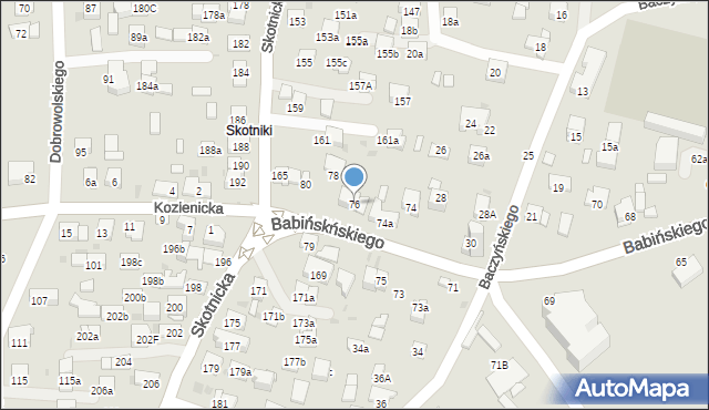 Kraków, Babińskiego Józefa, dr., 76, mapa Krakowa