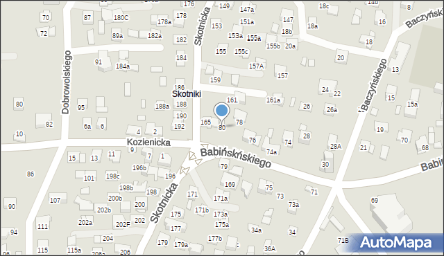 Kraków, Babińskiego Józefa, dr., 80, mapa Krakowa