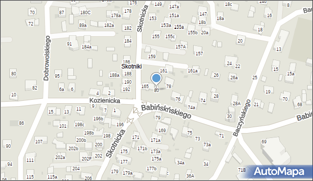 Kraków, Babińskiego Józefa, dr., 80, mapa Krakowa