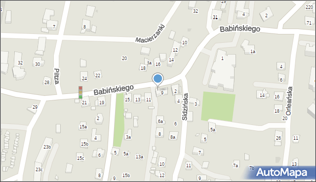 Kraków, Babińskiego Józefa, dr., 9a, mapa Krakowa