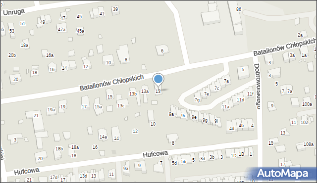 Kraków, Batalionów Chłopskich, 13, mapa Krakowa