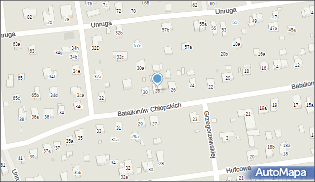 Kraków, Batalionów Chłopskich, 28, mapa Krakowa