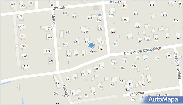 Kraków, Batalionów Chłopskich, 34, mapa Krakowa