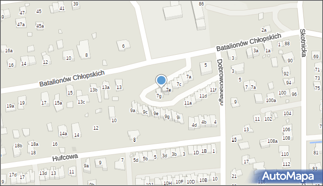 Kraków, Batalionów Chłopskich, 7f, mapa Krakowa