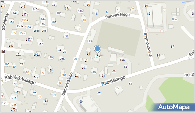 Kraków, Baczyńskiego Krzysztofa Kamila, 15a, mapa Krakowa