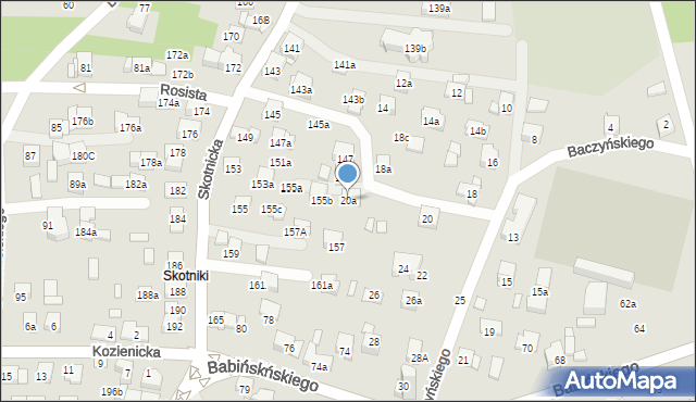 Kraków, Baczyńskiego Krzysztofa Kamila, 20a, mapa Krakowa