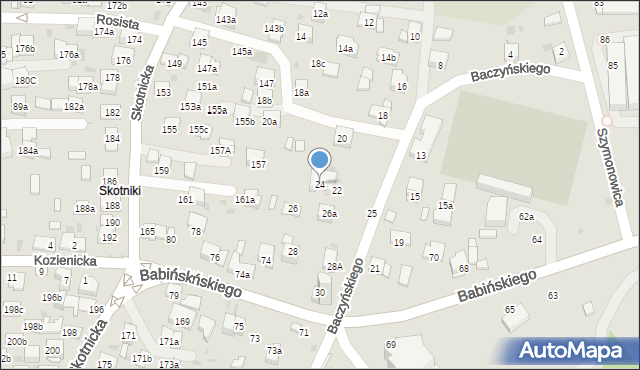 Kraków, Baczyńskiego Krzysztofa Kamila, 24, mapa Krakowa