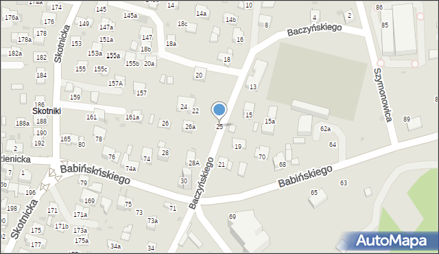Kraków, Baczyńskiego Krzysztofa Kamila, 25, mapa Krakowa