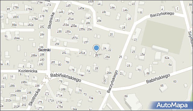 Kraków, Baczyńskiego Krzysztofa Kamila, 26, mapa Krakowa