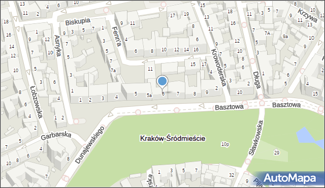 Kraków, Basztowa, 6, mapa Krakowa