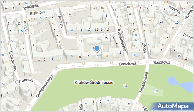 Kraków, Basztowa, 7, mapa Krakowa