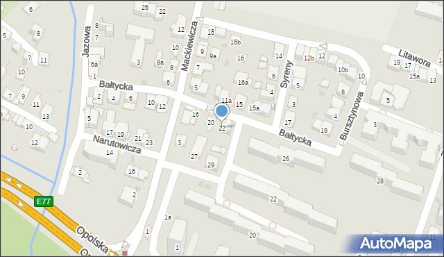 Kraków, Bałtycka, 22, mapa Krakowa