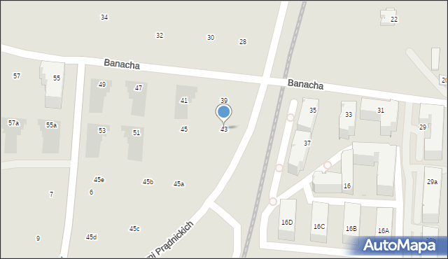 Kraków, Banacha Stefana, 43, mapa Krakowa