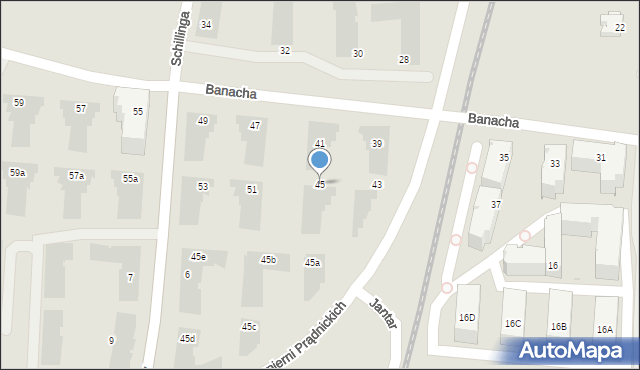 Kraków, Banacha Stefana, 45, mapa Krakowa