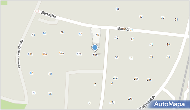 Kraków, Banacha Stefana, 55a, mapa Krakowa