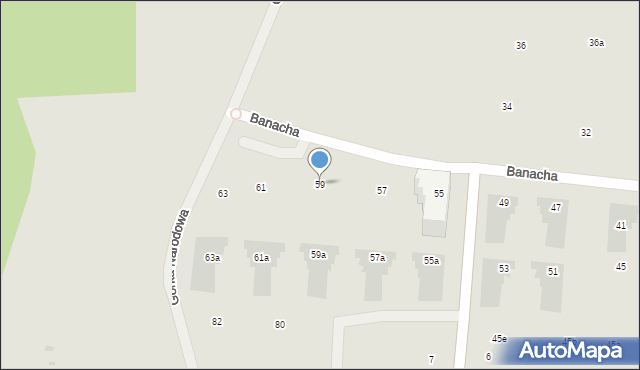 Kraków, Banacha Stefana, 59, mapa Krakowa