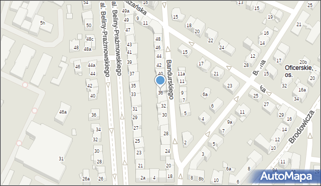 Kraków, Bandurskiego Władysława, ks. bp., 36, mapa Krakowa