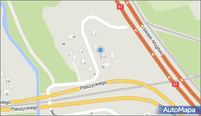 Kraków, Bardosa, 3, mapa Krakowa