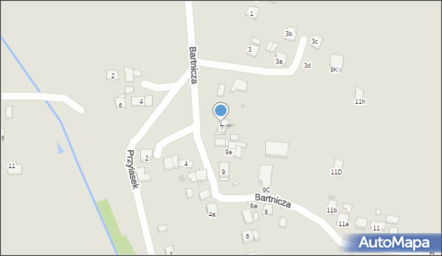 Kraków, Bartnicza, 7, mapa Krakowa