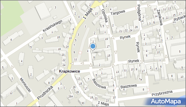 Krapkowice, Basztowa, 7, mapa Krapkowice