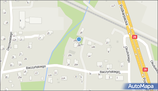 Krosno, Baczyńskiego Krzysztofa Kamila, 16c, mapa Krosna