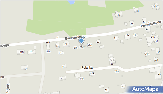 Krosno, Baczyńskiego Krzysztofa Kamila, 27a, mapa Krosna