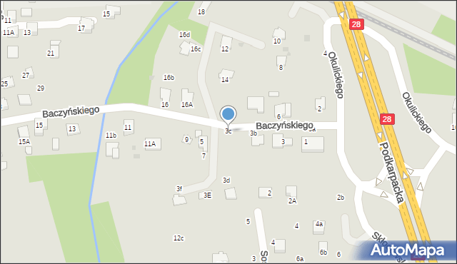 Krosno, Baczyńskiego Krzysztofa Kamila, 3c, mapa Krosna