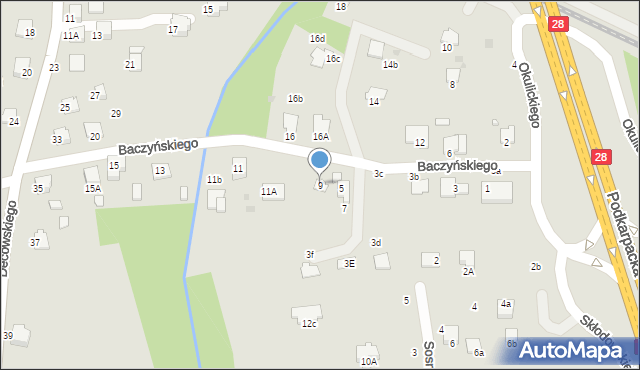 Krosno, Baczyńskiego Krzysztofa Kamila, 9, mapa Krosna