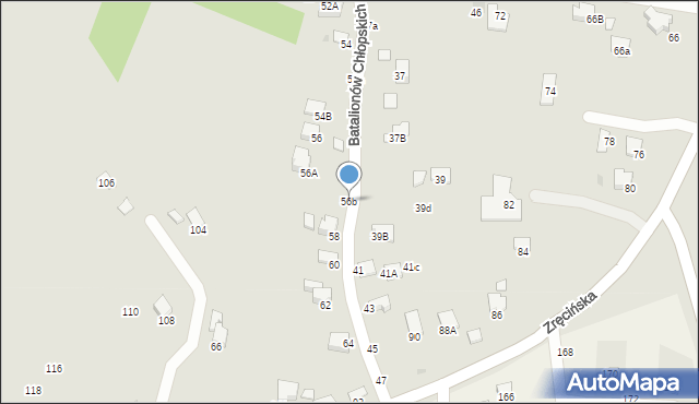 Krosno, Batalionów Chłopskich, 56b, mapa Krosna