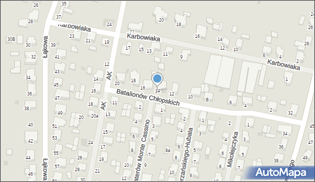 Krotoszyn, Batalionów Chłopskich, 14, mapa Krotoszyna