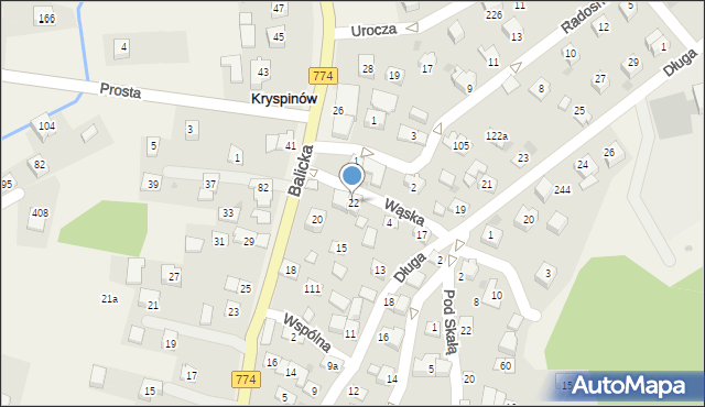 Kryspinów, Balicka, 22, mapa Kryspinów