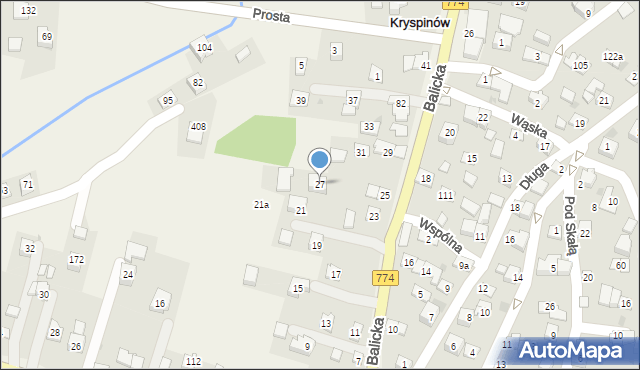 Kryspinów, Balicka, 27, mapa Kryspinów