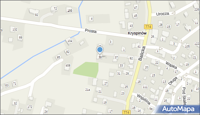 Kryspinów, Balicka, 39, mapa Kryspinów