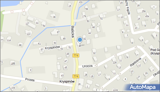 Kryspinów, Balicka, 40, mapa Kryspinów