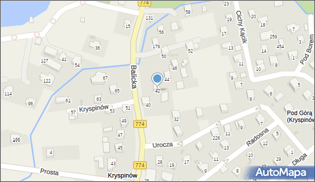 Kryspinów, Balicka, 42, mapa Kryspinów