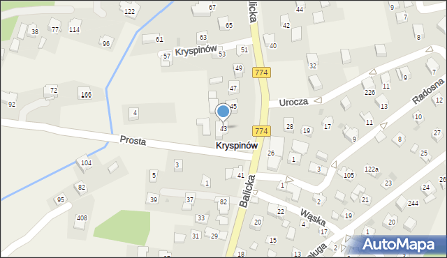 Kryspinów, Balicka, 43, mapa Kryspinów