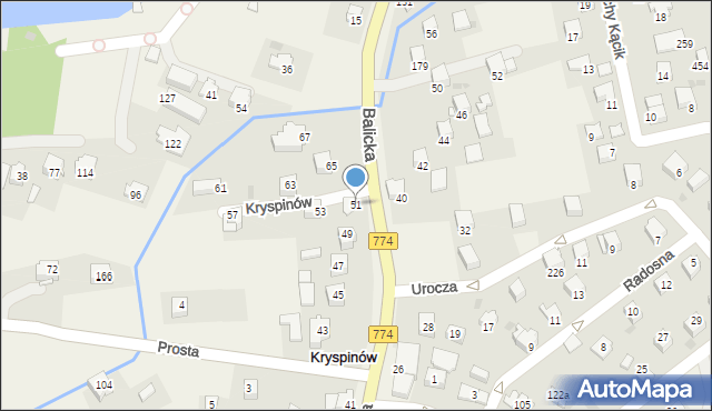 Kryspinów, Balicka, 51, mapa Kryspinów